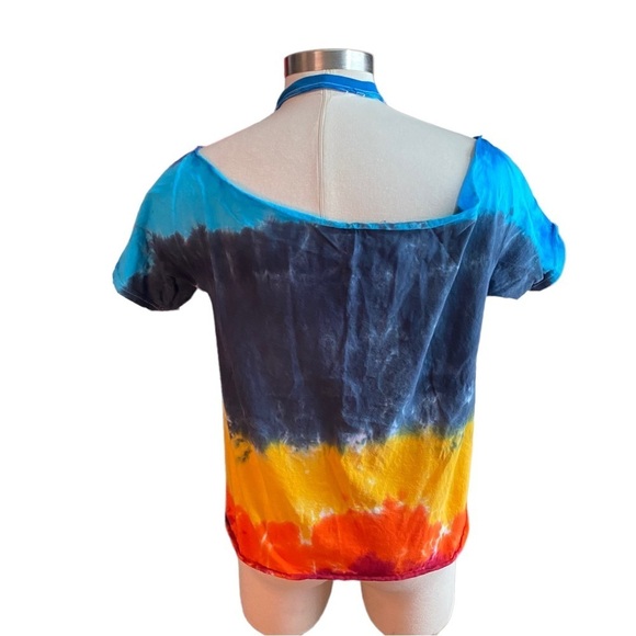 Led Zeppelin U.S. Tour 1975 Tie-Dye DYI Cold-Shoulders Peek-a-Boo Chest Tee M - Picture 5 of 8